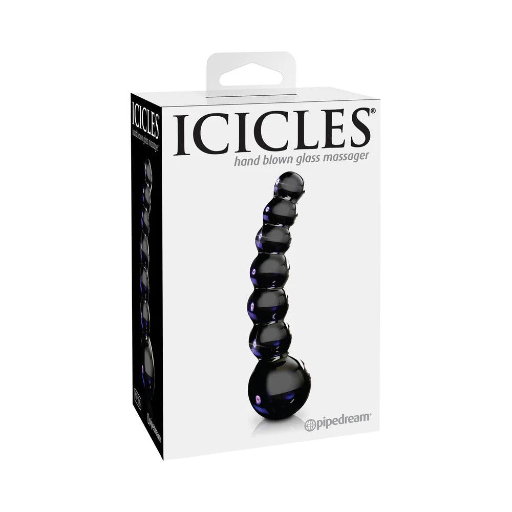 barb-tip-dildo-Pipedream Icicles No. 66 Curved Beaded 4.75 in. Glass Dildo