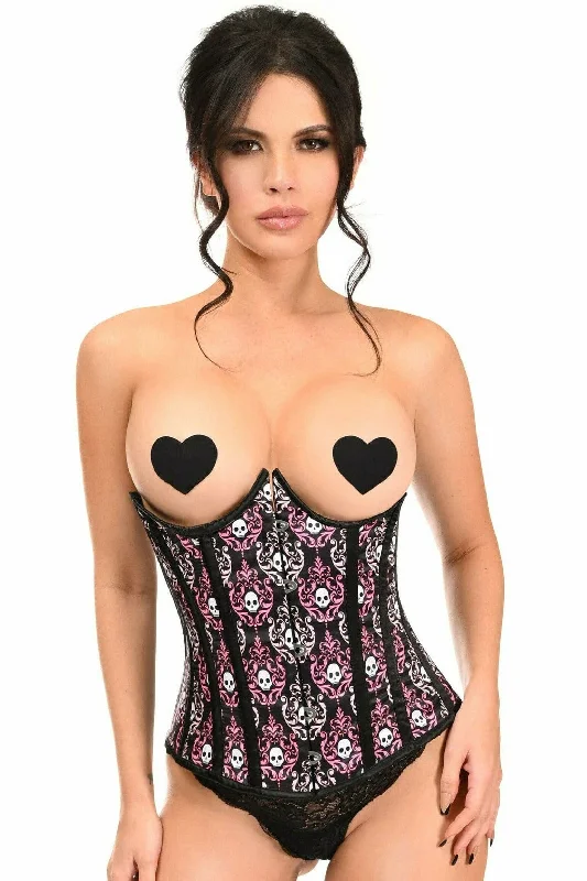 Sex toys with broad bases-Lavish Skull Print Underwire Open Cup Underbust Corset