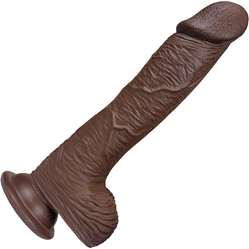 ragged-dildo-The Seaman 7.5 Inch Silicone Realistic Dildo With Balls & Suction Cup Base By Fukena - Chocolate