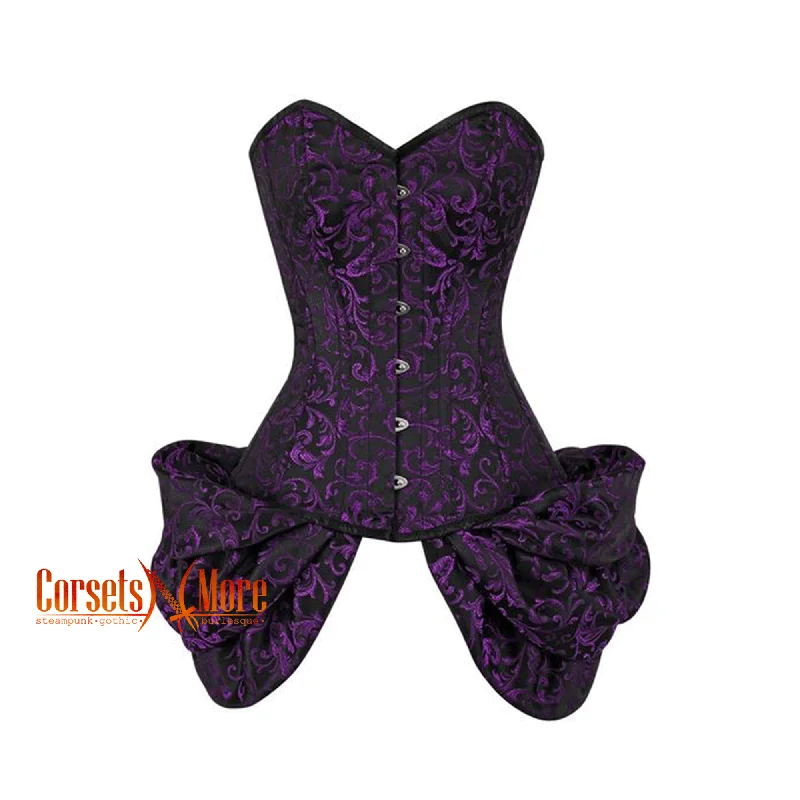 Corset in muted blush-CorsetsNmore Women’s Purple And Black Brocade With Side  Bounce Burlesque Overbust Gothic Corset