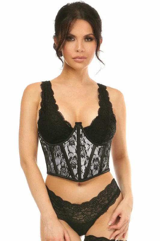 Sex toys for sensual teams-Lavish White w/Black Lace Overlay Open Cup Waist Cincher