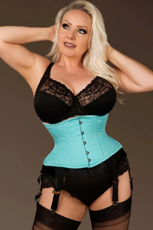 Corset top with ruffled trim-Plus Size Polly Hourglass Mint Waist Training Waspie Corset