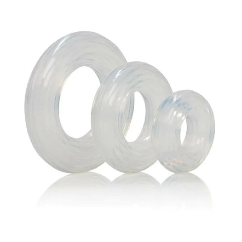 cock ring border-Premium Silicone Ring Set Clear Pack Of 3