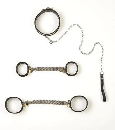 BDSM toy blindfold intensities-5-Piece Steel Band Bondage Set - Large