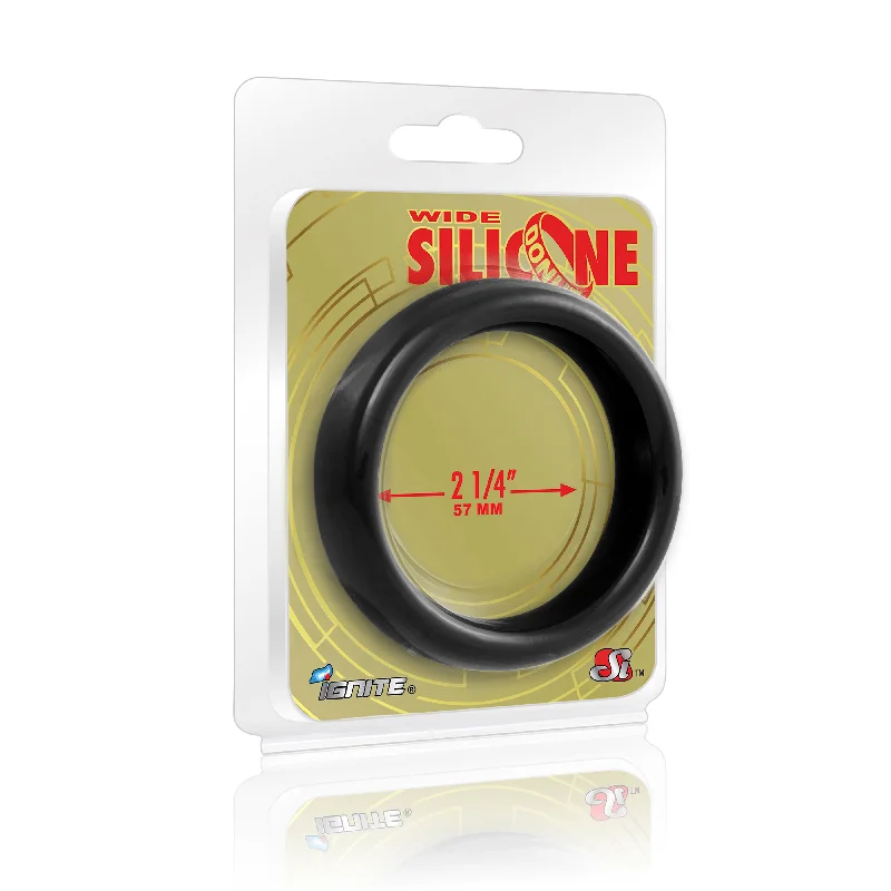 cock ring pull-Si-95127 COCK RING - WIDE SILICONE DONUT - BLACK (2.25 in/57mm)