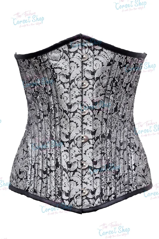 Corset with floral piping-Ingle Waist Trainer Steel Boned Corset