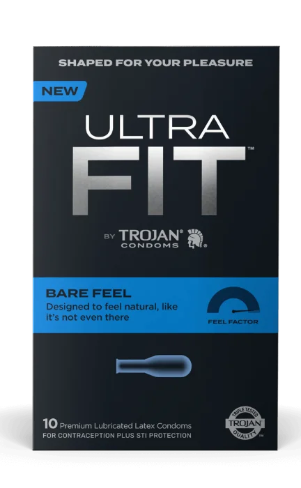 Silicone clit air beads-Trojan Ultra Fit ''Bare'' Feel Condoms 3-Pack