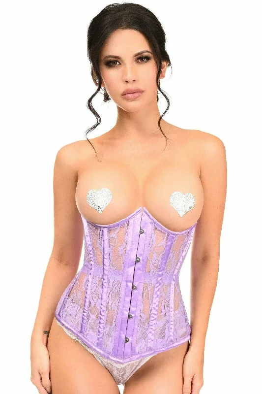 Sex toys with mild air-Lavish Lavender Sheer Lace Underwire Open Cup Underbust Corset