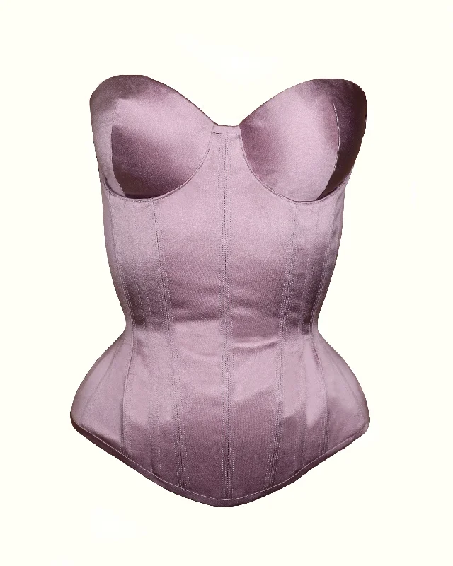 Corset top with tiered ruffles-Silk Push-up Cupped Corset