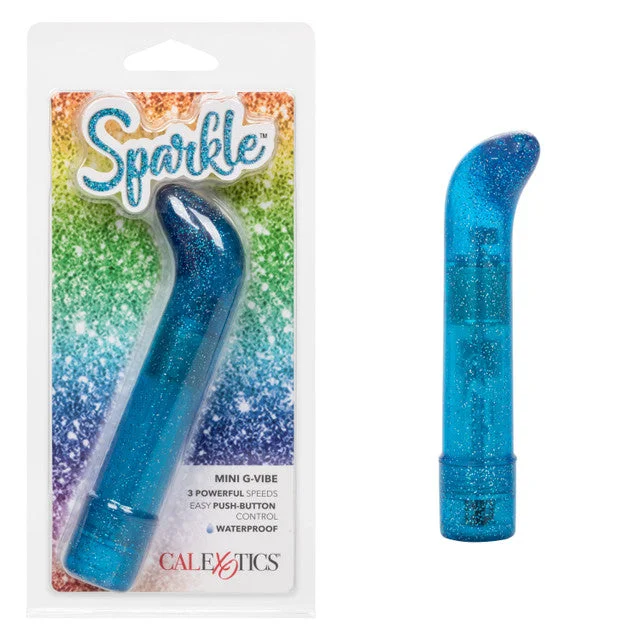 Vibrator solo treat-CaleXOtics SPARKLE Mini G-Vibe Blue Sparkling Glitter Battery Powered G-spot Vibrator