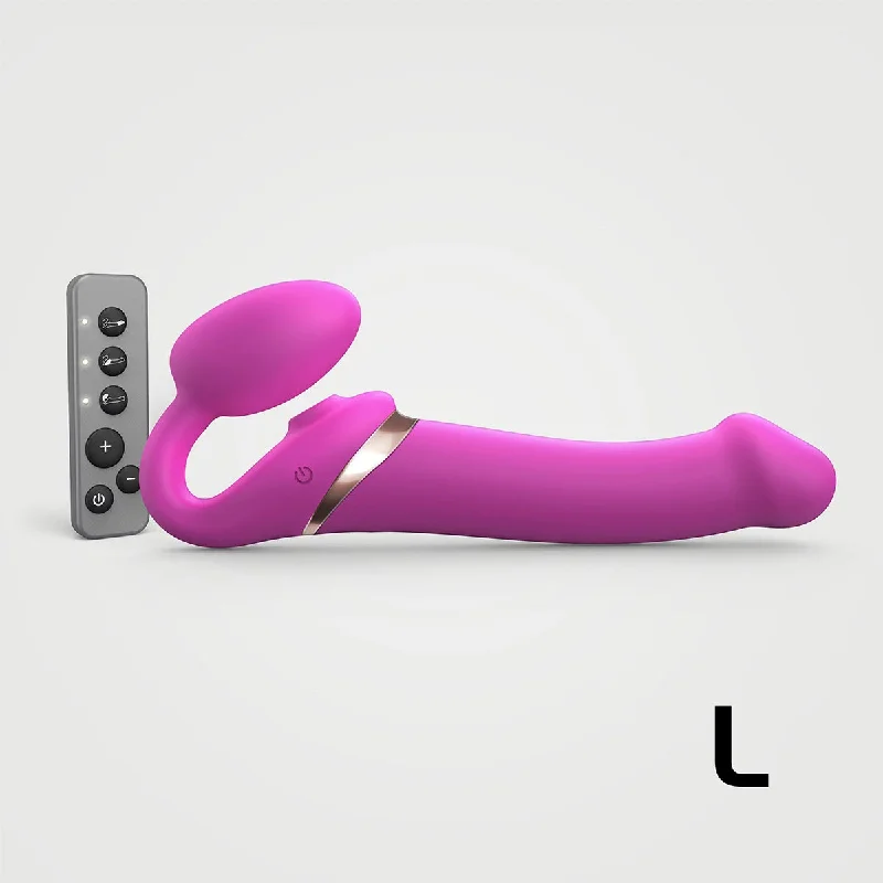 Vibrating toys with mild pulses-Strap-On-Me Multi-Orgasm Large Bendable Strap-On - Fuchsia