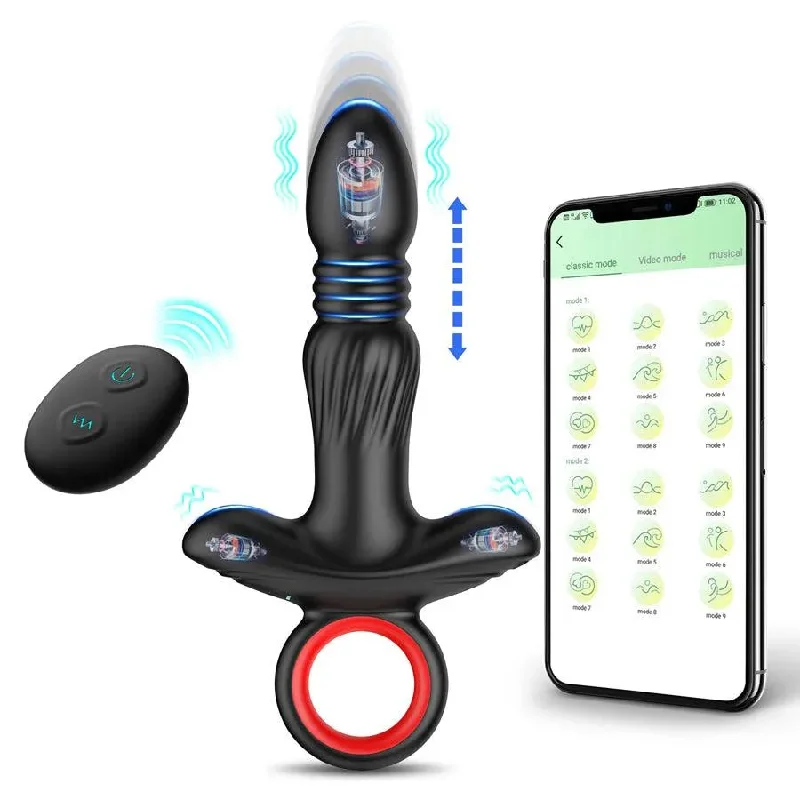 Vibrator wild hue-Remote Bluetooth Thrusting Butt Plug Vibrator