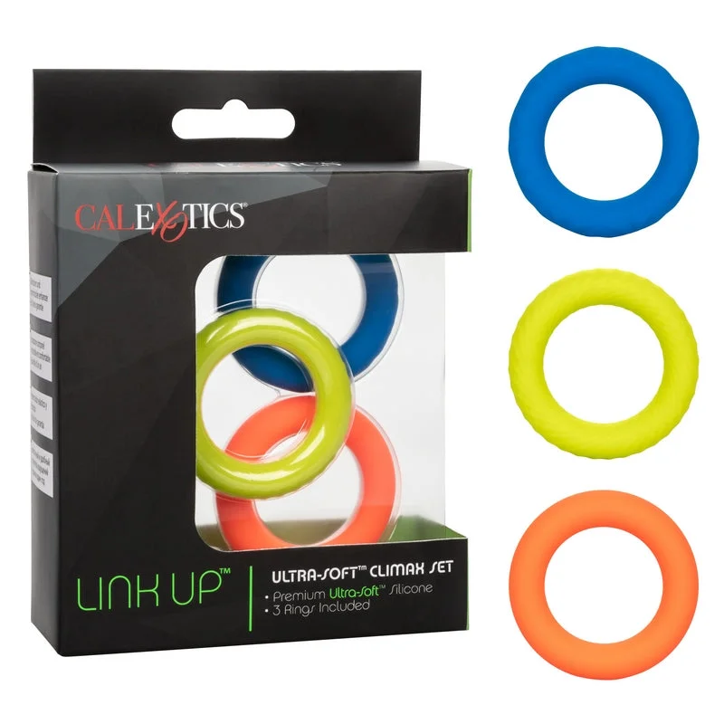 cock ring advanced moves-Link Up Ultra Soft Climax 3pk Set Cock Rings by California Exotics