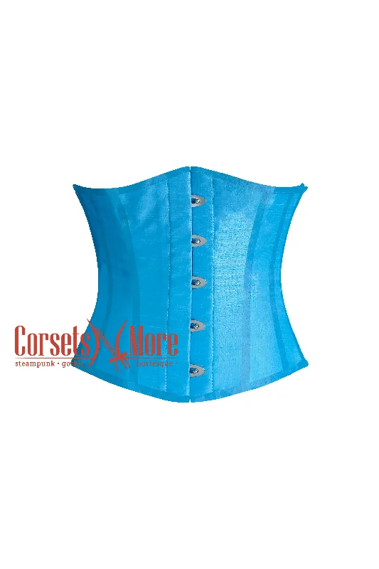 Corset in soft cerise-Isabella Fairbloom Light Blue Silk Underbust Gothic Christmas Plus Size Corset Top