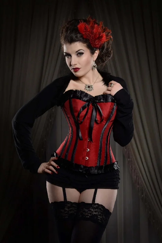 Corset for stylish glamour-Playgirl Ruby Red & Black Steel Boned Corset With Ribbon