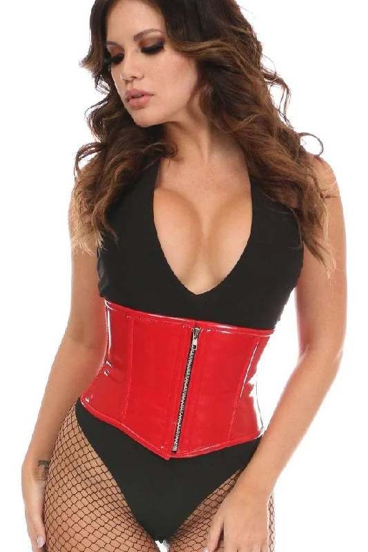 Sex toys with soft ridges-Top Drawer Red Patent Steel Boned Mini Cincher