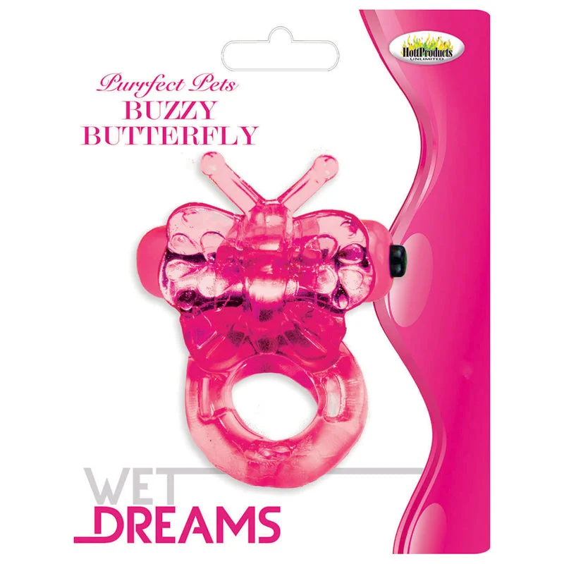 cock ring flat-Wet Dreams Buzzy Butterfly Vibrating Cock Ring by Hott Products