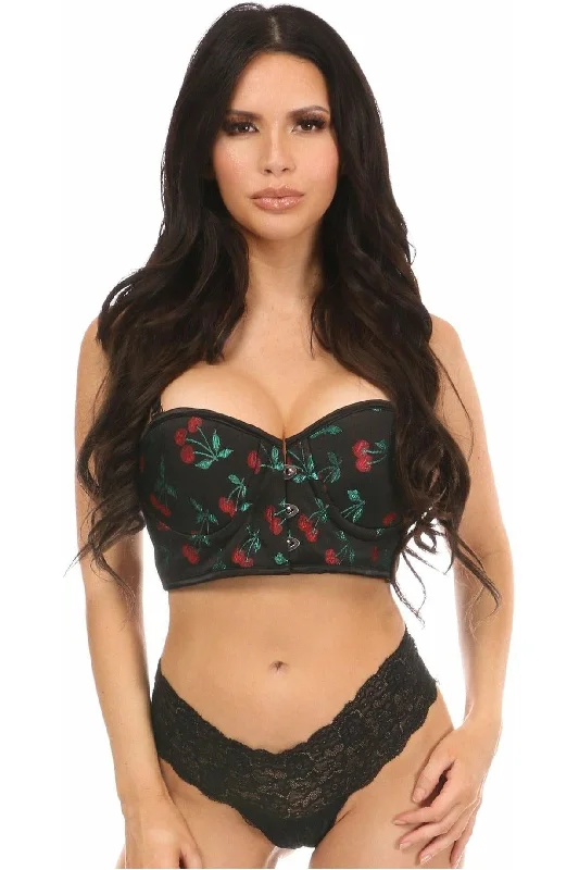 Silicone toys with fine waves-Lavish Cherry Brocade Underwire Short Bustier