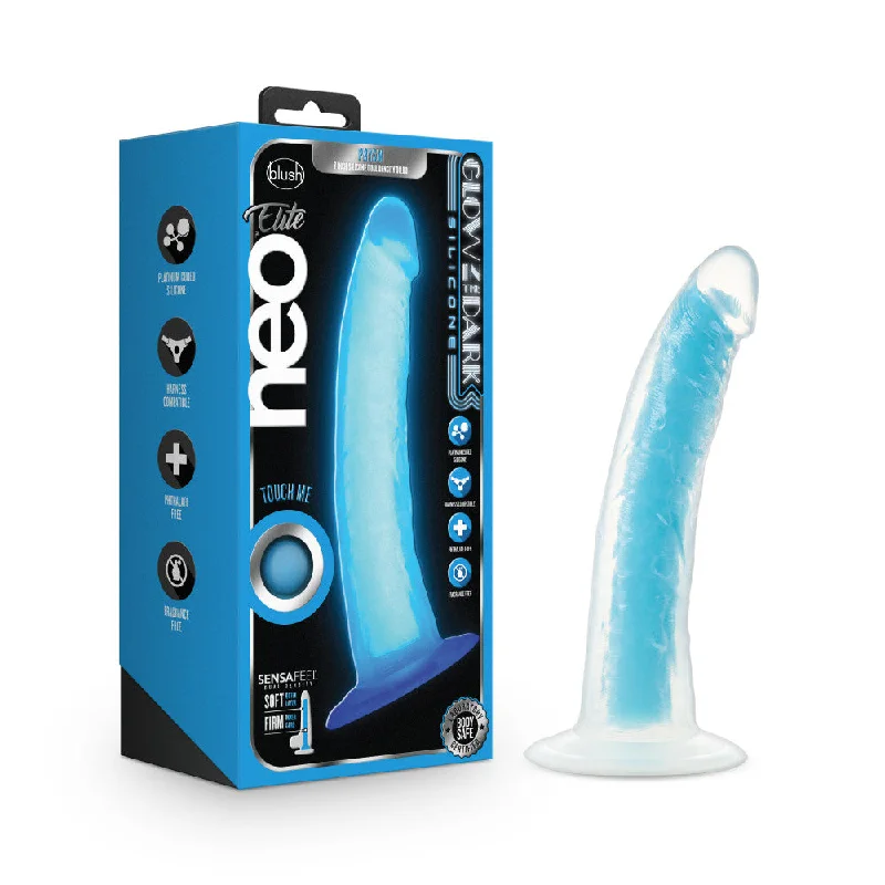 gnome-dildo-Neo Elite By Blush® | Prysm Glow In The Dark Neon Blue: 7-Inch Long Dildo - Made with Purio™ Silicone & SensaFeel® Dual Density Realistic Technology