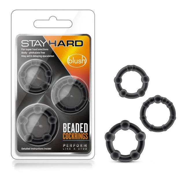 cock ring playbook-Stay Hard Beaded Cock Rings 3pk by Blush Novelties