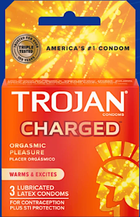 Silent clit air beads-Trojan ''Charged'' Condoms 3-pack