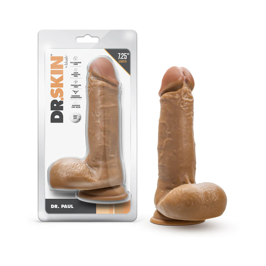 upcycled-dildo-Dr. Skin Silver Collection Dr. Paul Dildo with Balls and Suction Cup – 7.25 Inches