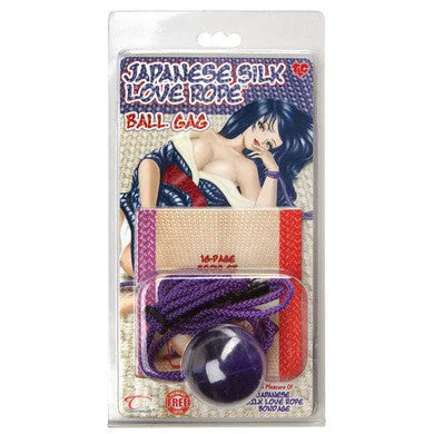 BDSM toy blindfold moods-Japanese Silk Love Rope Ball Gag - Purple