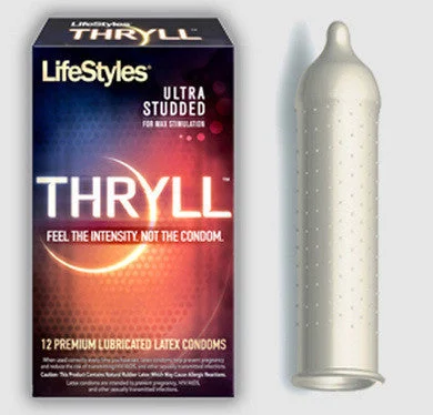 Rechargeable wave air beads-Lifestyles THRYLL Condoms - 12 Pack