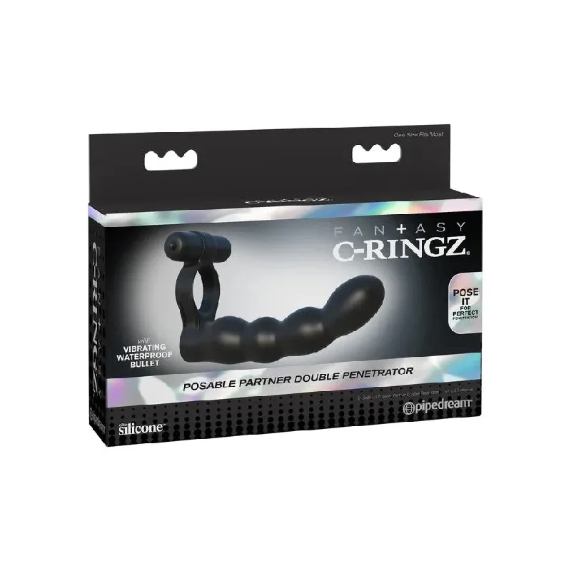 cock ring dusk-Fantasy Cock Ringz Posable Partner Vibrating Double Penetrator by Pipedream Products®