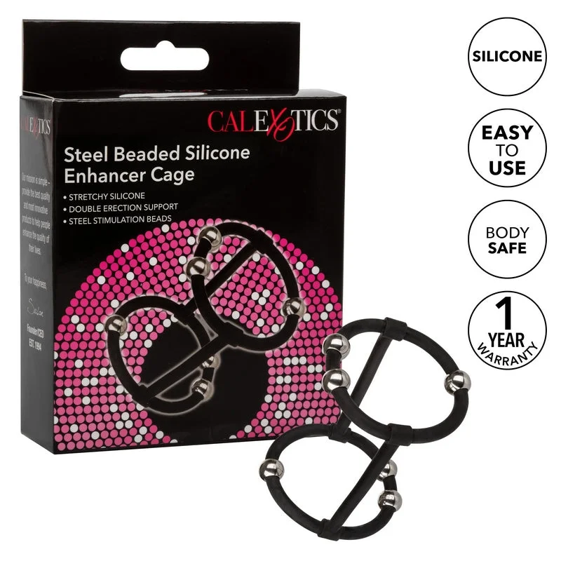 cock ring pro secrets-Steel Beaded Dual Enhancer Cock Ring by Cal Exotics