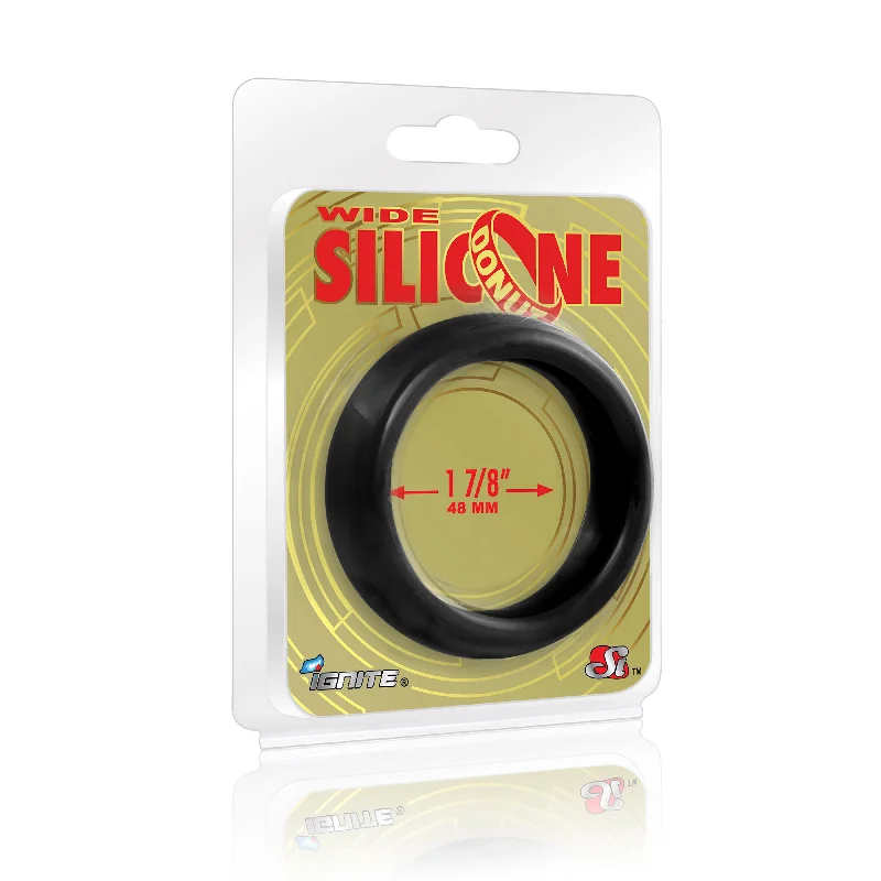 cock ring jam-Si-95129 COCK RING - WIDE SILICONE DONUT - BLACK (1.88 in/48mm)