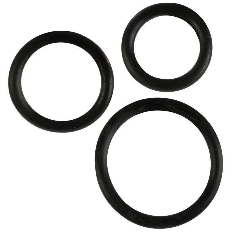 cock ring hit-Rubber Cock Ring Black 3 Piece