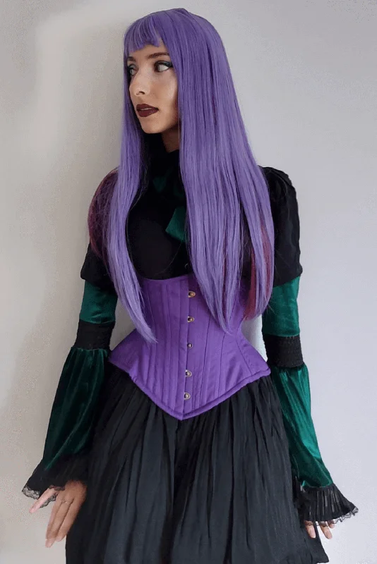 Corset with velvet piping-Artemis Hourglass Silhouette Corset In Violet Designed by Lucy's Corsetry