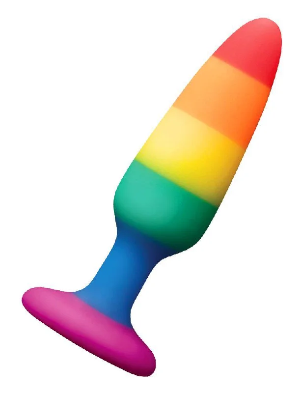 BDSM toy whip balances-Colours Pride Pleasure Silicone Anal Plug, Rainbow