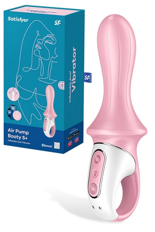 Vibrator pulse control-Satisfyer AIR PUMP BOOTY 5+ Inflatable Anal Vibrator with App Control Pink