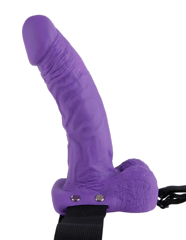 Silent pulse air clit toys-Fetish Fantasy Series 7-Inch Hollow  Starp-on With Balls - Purple