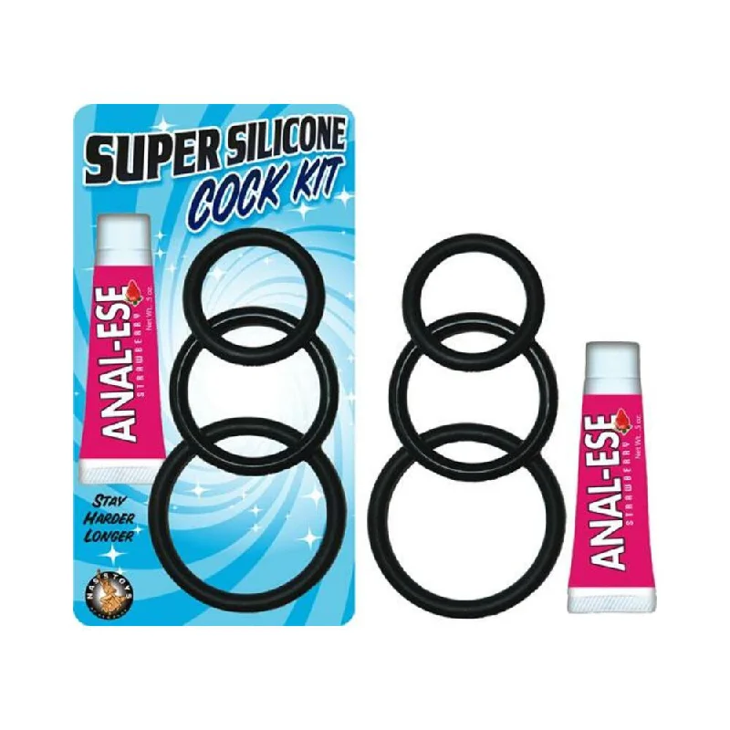 cock ring point-Super Silicone Cock Kit Black