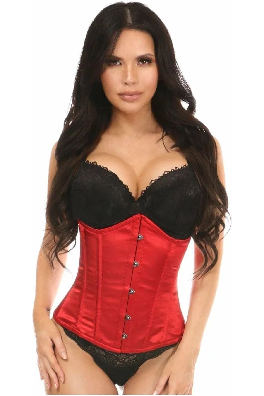 Corset dress for holiday glamour-Lavish Red Satin Underbust Corset