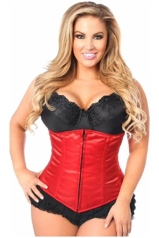 Corset for stylish glamour-Lavish Red Underbust Zipper Corset