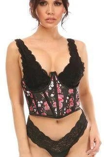 Sex toys with hard edges-Floral Satin Open Cup Waist Cincher