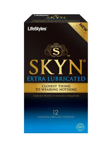 Rechargeable anal air beads-Lifestyles Skyn Extra Lubricated - 12 Pack