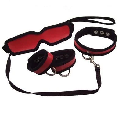 BDSM toy cuff edges-Sex and Mischief 5 Piece Red  Restraint Kit