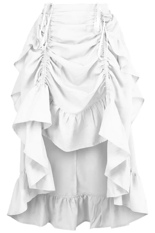 Vibrating toys with mild air-White Crepe Adjustable High Low Skirt