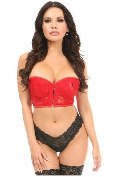 Silent air wave prostate toys-Lavish Red Lace Underwire Short Bustier