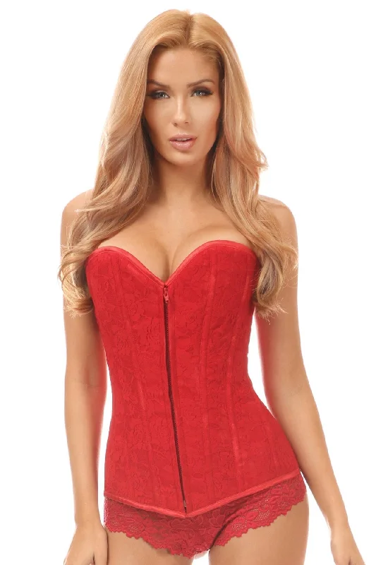 Silent clit rings-Lavish Red Lace Overbust Corset