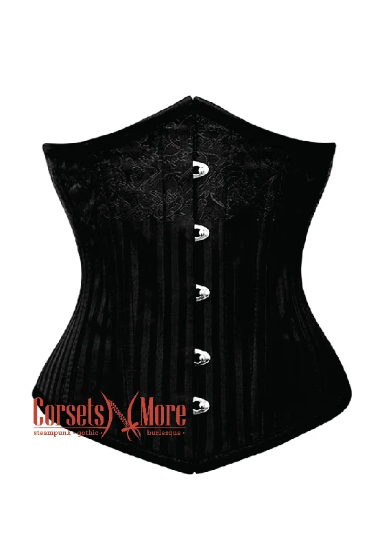 Corset dress in rich sienna-Black Brocade Gothic Burlesque Underbust Corset