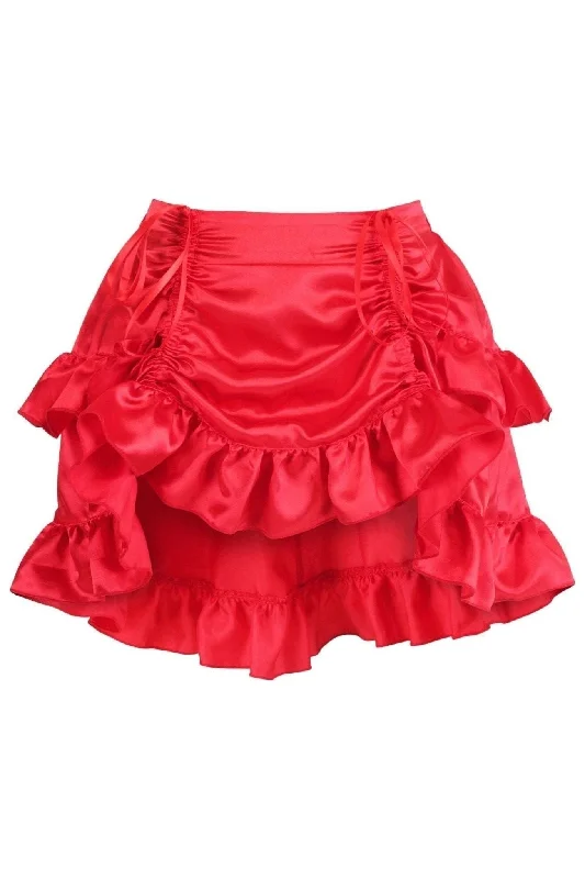 Silent clit pulse beads-Red Satin Ruched Bustle Skirt