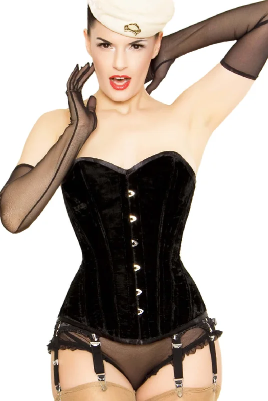 Corset dress with ribbon detail-Playgirl Layla Corset In Lush Black Velvet