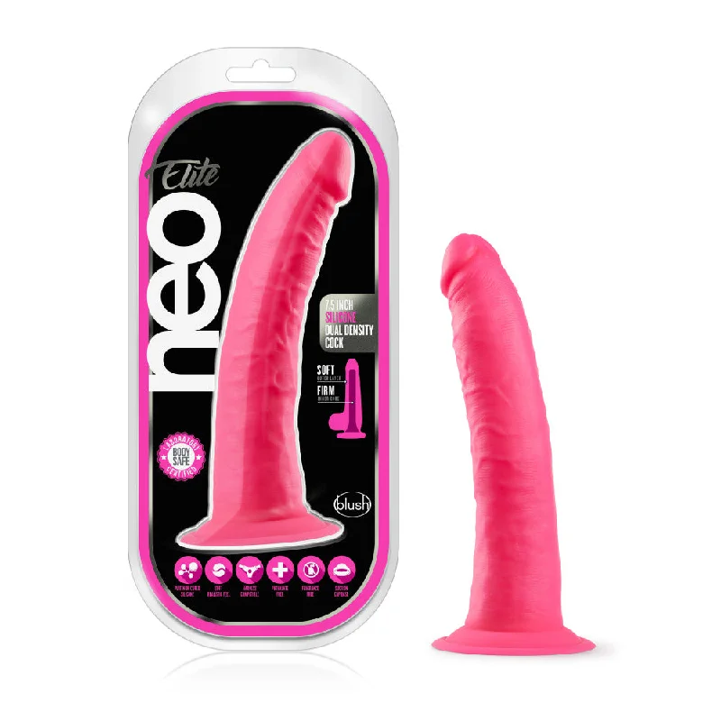 bristly-dildo-Neo Elite By Blush® | Neon Pink: 7.5-Inch Long Dildo - Made with Purio™ Silicone & SensaFeel® Dual Density Realistic Technology