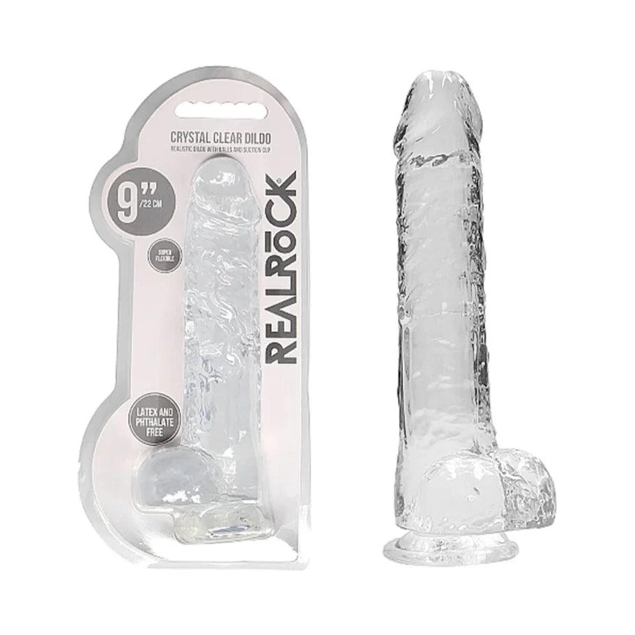 whale-dildo-RealRock Crystal Clear Realistic 9 in. Dildo With Balls and Suction Cup